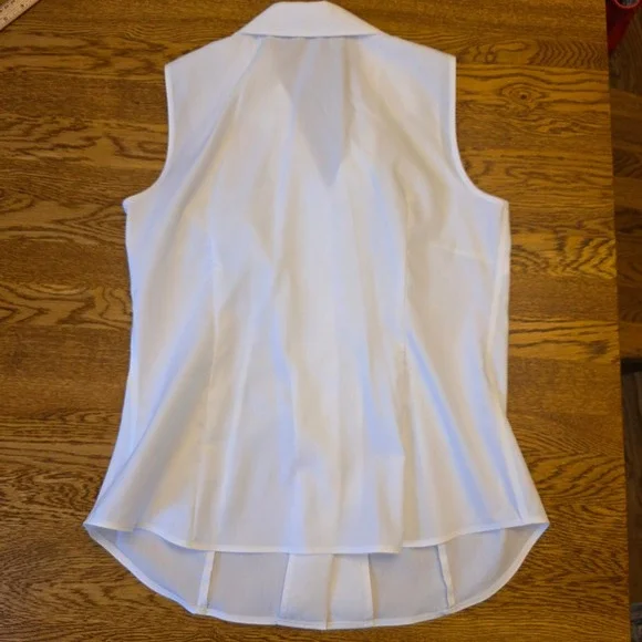 Jones New York Signature Womens S Sleeveless Button Down Shirt White Career Work - Picture 8 of 9